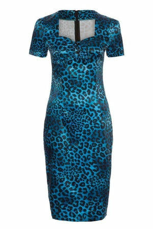 Voodoo Vixen Serena Blue Leopard Print Dress 6 Voodoo Vixen Serena Blue Leopard Print Dress - Image 4