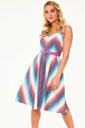 Voodoo Vixen Serene Rainbow Gingham Flare Dress With Pleated Bustline 5 Voodoo Vixen Serene Rainbow Gingham Flare Dress With Pleated Bustline - Image 3