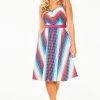 Voodoo Vixen Serene Rainbow Gingham Flare Dress With Pleated Bustline