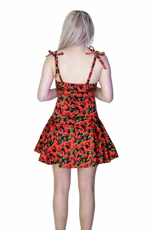 Dr Faust Shiny Red Apples Black Mini Dress - Leanne 4 Dr Faust Shiny Red Apples Black Mini Dress - Leanne - Image 2