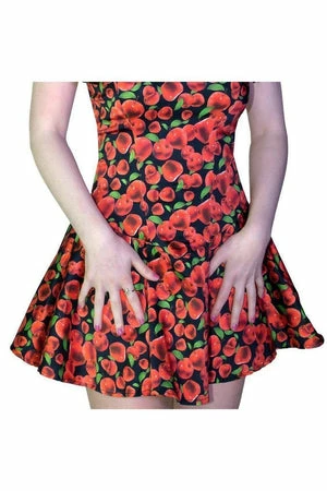 Dr Faust Shiny Red Apples Black Mini Dress - Leanne 5 Dr Faust Shiny Red Apples Black Mini Dress - Leanne - Image 3