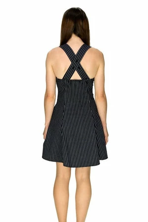 Dr Faust Slimming Pinstripe Black & White Mini Dress - Gia 4 Dr Faust Slimming Pinstripe Black & White Mini Dress - Gia - Image 2