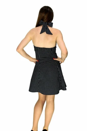 Dr Faust Slimming Pinstripe Black & White Mini Dress - Gia 6 Dr Faust Slimming Pinstripe Black & White Mini Dress - Gia - Image 4