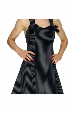 Dr Faust Slimming Pinstripe Black & White Mini Dress - Gia 7 Dr Faust Slimming Pinstripe Black & White Mini Dress - Gia - Image 5