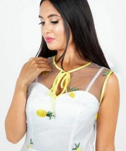 Voodoo Vixen Stacey Pineapple Flared Dress -ROCKABILLY TOPS Shop stacey pineapple flared dress voodoo vixen 7 300x