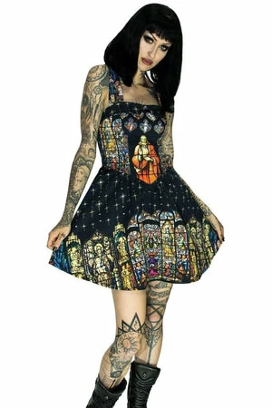 Dr Faust Stained Windows Pattern Jesus Mini Dress - Jillian 3 Dr Faust Stained Windows Pattern Jesus Mini Dress - Jillian
