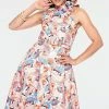 Voodoo Vixen Tabby High Neck Fan Print Summer Dress