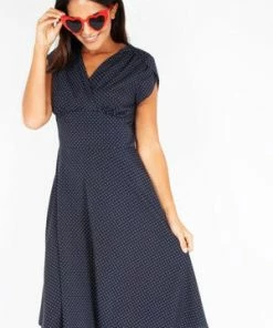 Voodoo Vixen Tabby Polka Dot Tea Dress 39 Voodoo Vixen Tabby Polka Dot Tea Dress -ROCKABILLY TOPS Shop tabby polka dot tea dress voodoo vixen 18 300x