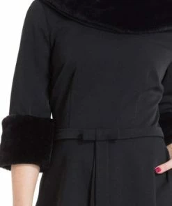 Voodoo Vixen Tabitha Black Faux Fur Collar Dress -ROCKABILLY TOPS Shop tabitha black faux fur collar dress voodoo vixen 4 300x