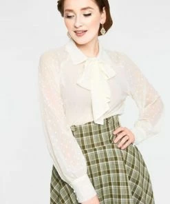 Voodoo Vixen Winona Neck Tie Chiffon Blouse -ROCKABILLY TOPS Shop tpa 2256 bi 01 300x