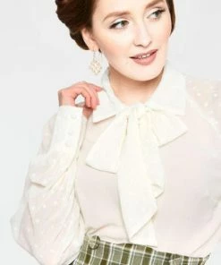 Voodoo Vixen Winona Neck Tie Chiffon Blouse -ROCKABILLY TOPS Shop tpa 2256 bi 02 300x