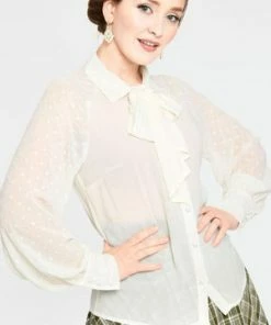 Voodoo Vixen Winona Neck Tie Chiffon Blouse -ROCKABILLY TOPS Shop tpa 2256 bi 04 300x