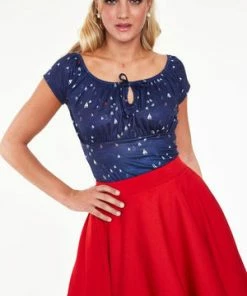 Voodoo Vixen Marina Salt Boat Print Short Sleeve Top