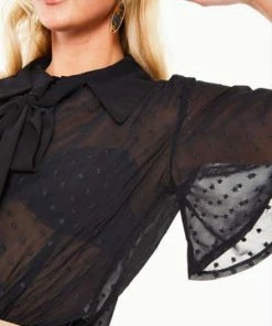 Voodoo Vixen Pussy Bow Top With Flutter Sleeves -ROCKABILLY TOPS Shop tpa 2363 bi 03 300x