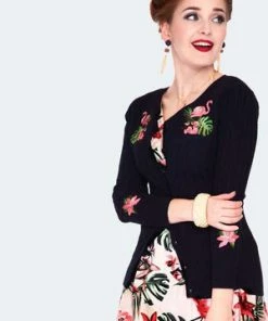 Voodoo Vixen Tropical Flamingo Emb Cardigan