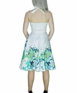 Dr Faust Turquoise Flowers White Midi Dress - Ophelia 6 Dr Faust Turquoise Flowers White Midi Dress - Ophelia -ROCKABILLY TOPS Shop turquoise flowers white midi dress ophelia dr faust 2 300x