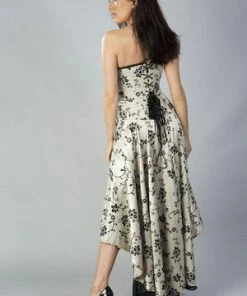 ROCKABILLY TOPS Shop -ROCKABILLY TOPS Shop valerie high low corset dress in satin flock burleska 2 300x
