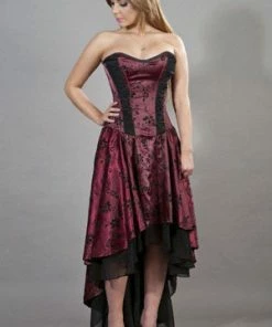 Burleska Valerie High Low Corset Dress In Satin Flock -ROCKABILLY TOPS Shop valerie high low corset dress in satin flock burleska 3 300x