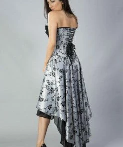 Burleska Valerie High Low Corset Dress In Satin Flock -ROCKABILLY TOPS Shop valerie high low corset dress in satin flock burleska 6 300x