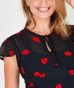 Voodoo Vixen Valerie Kiss Tea Dress -ROCKABILLY TOPS Shop valerie kiss tea dress voodoo vixen 5 300x