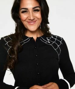 Voodoo Vixen Virginia Long Sleeve Spider Web Collar Cardigan
