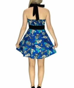Dr Faust White Mermaids Blue Mini Dress - Brynlee -ROCKABILLY TOPS Shop white mermaids blue mini dress brynlee dr faust 2 300x