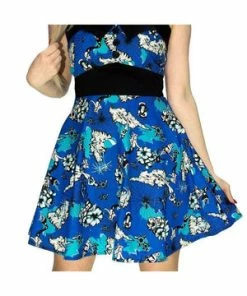 Dr Faust White Mermaids Blue Mini Dress - Brynlee -ROCKABILLY TOPS Shop white mermaids blue mini dress brynlee dr faust 3 300x