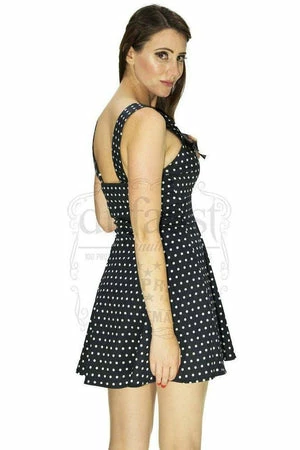 Dr Faust White Polka Dots Black Mini Dress - Isabella 4 Dr Faust White Polka Dots Black Mini Dress - Isabella - Image 2
