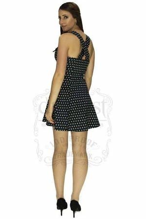 Dr Faust White Polka Dots Black Mini Dress - Isabella 5 Dr Faust White Polka Dots Black Mini Dress - Isabella - Image 3