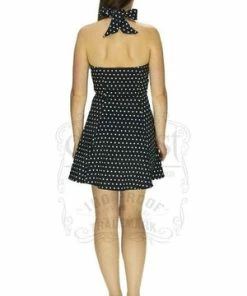 Dr Faust White Polka Dots Black Mini Dress - Isabella 9 Dr Faust White Polka Dots Black Mini Dress - Isabella -ROCKABILLY TOPS Shop white polka dots black mini dress isabella dr faust 4 300x