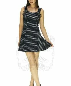 Dr Faust White Polka Dots Black Mini Dress - Isabella