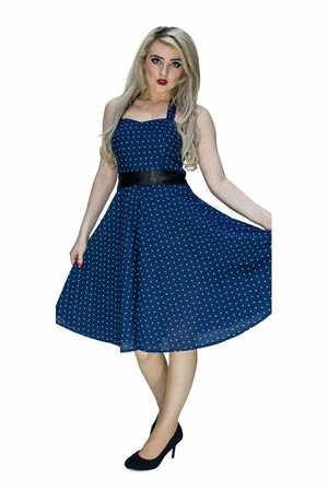 Dr Faust White Stars Navy Midi Dress - Kate 3 Dr Faust White Stars Navy Midi Dress - Kate