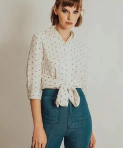 Voodoo Vixen Wilhelmenia Front Tie Anchor Cropped Top