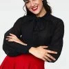 Voodoo Vixen Winona Neck Tie Chiffon Blouse -ROCKABILLY TOPS Shop winona black neck tie chiffon blouse tpa 2260 01.948 300x