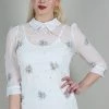 Voodoo Vixen Wonder White Chiffon Floral Embroidered Blouse