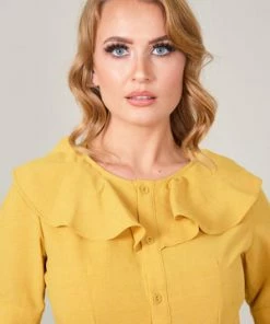 Voodoo Vixen Yan Blouse With Frill -ROCKABILLY TOPS Shop yan blouse with frill voodoo vixen 3 300x