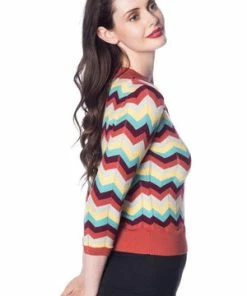 Banned Zoe Zig Zag Collar Top -ROCKABILLY TOPS Shop zoe zig zag collar top banned 3 300x