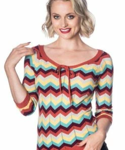 Banned Zoey Zig Zag Bow Front Top -ROCKABILLY TOPS Shop zoey zig zag bow front top banned 5 300x